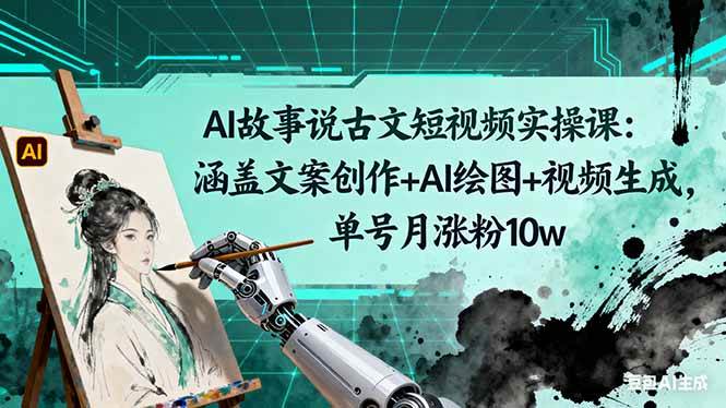 AI故事说古文短视频实操课：涵盖文案创作+AI绘图+视频生成，单号月涨粉10w