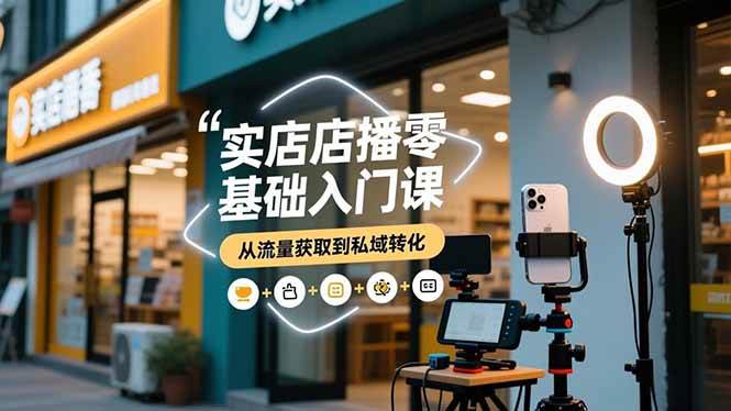 实体店播零基础入门课，实体店+短视频+直播+微信生态+私域社群，从流量获取到私域转化