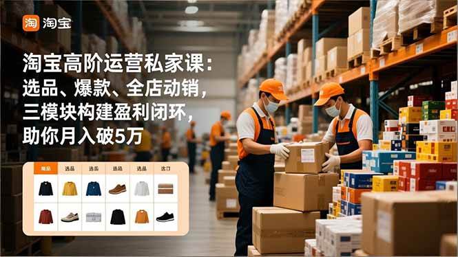 淘宝高阶运营私家课：选品、爆款、全店动销，三模块构建盈利闭环，助你月入破5万