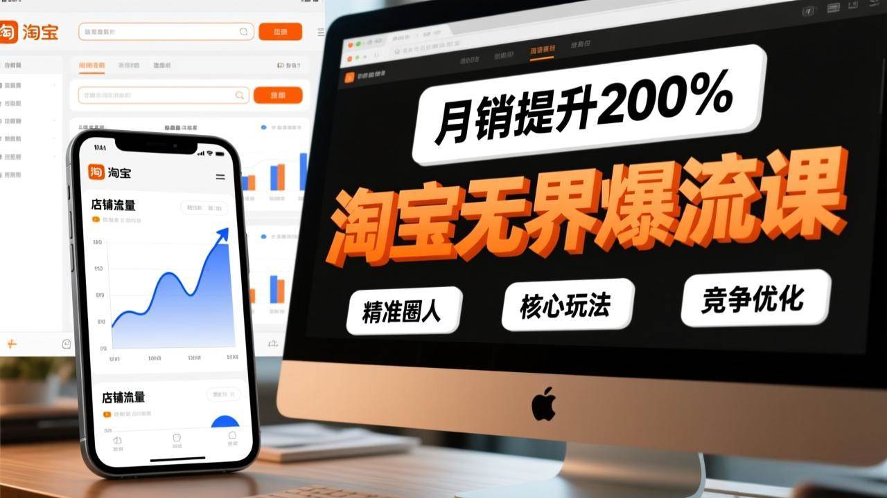 淘宝无界爆流课，精准圈人、核心玩法、竞争优化，快速引爆店铺流量，月销提升200%