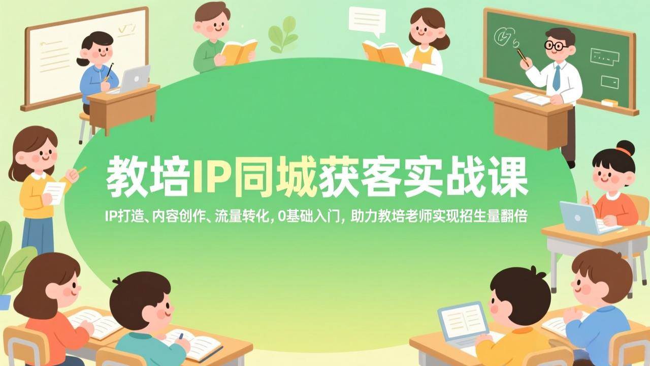 教培IP同城获客实战课，IP打造、内容创作、流量转化，0基础入门，助力教培老师实现招生量翻倍