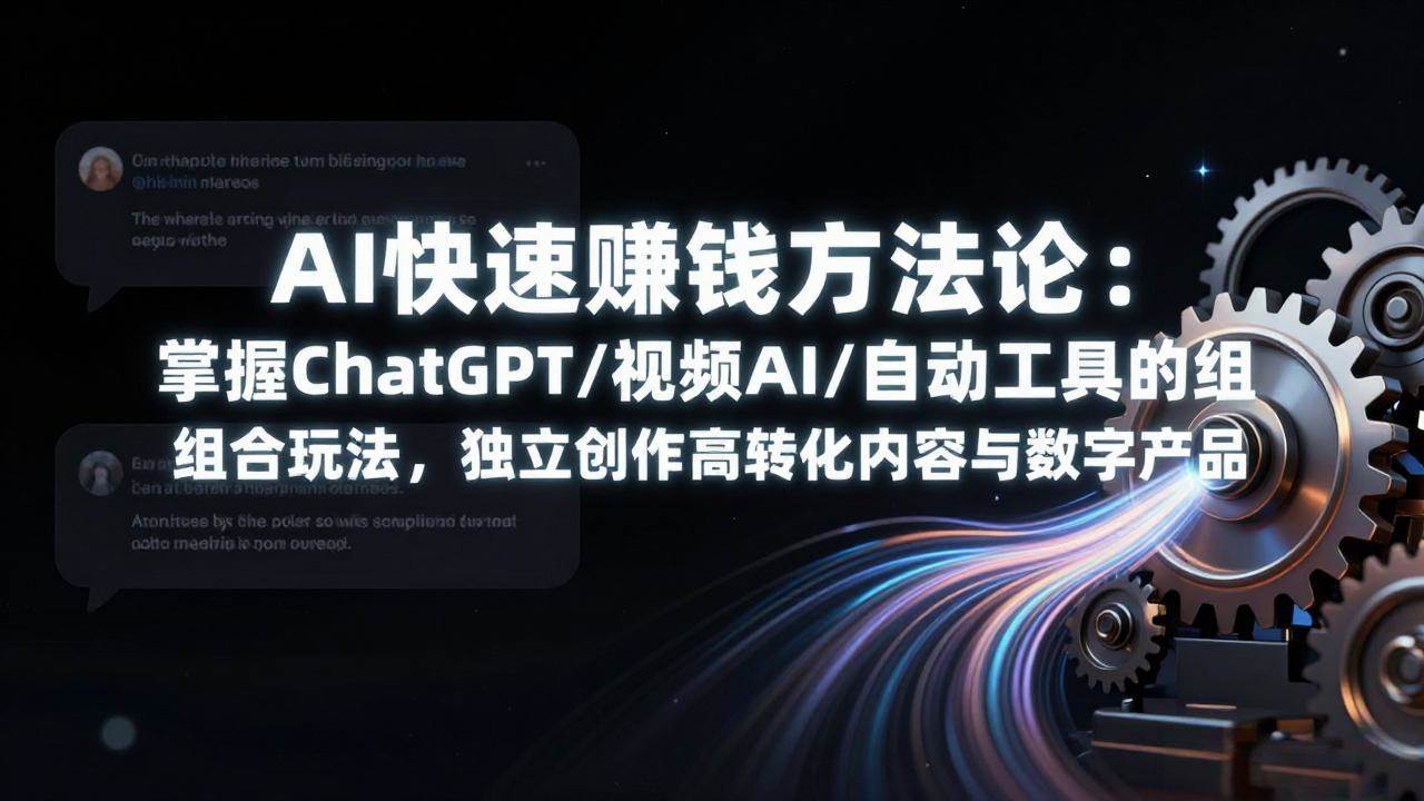 AI快速赚钱方法论：掌握ChatGPT/视频AI/自动化工具的组合玩法，独立创作高转化内容与数字产品