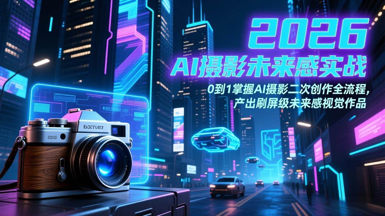 2026 AI摄影未来感实战：0到1掌握AI摄影二次创作全流程，产出刷屏级未来感视觉作品