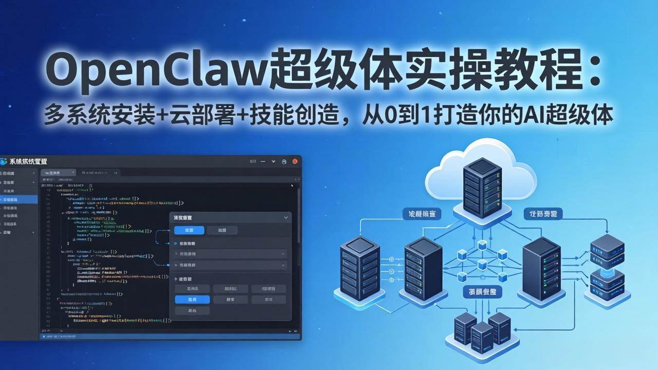 OpenClaw-小龙虾 超级体实操教程：多系统安装+云部署+技能创造，从0到1打造你的AI超级体