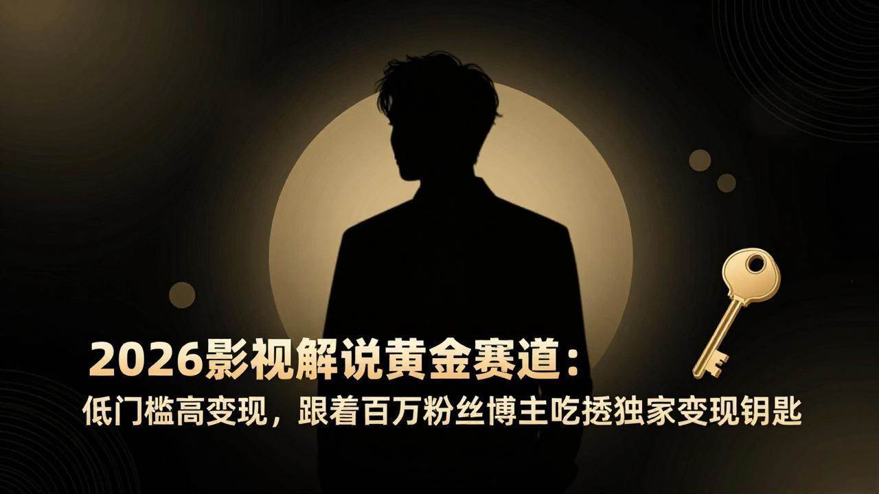 2026影视解说黄金赛道：低门槛高变现，跟着百万粉丝博主吃透独家变现钥匙