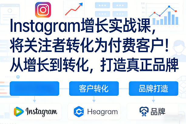 Instagram增长实战课，将关注者转化为付费客户！从增长到转化，打造真正品牌