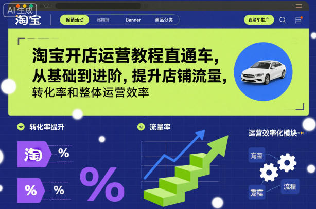淘宝开店运营教程直通车，从基础到进阶，提升店铺流量，转化率和整体运营效率
