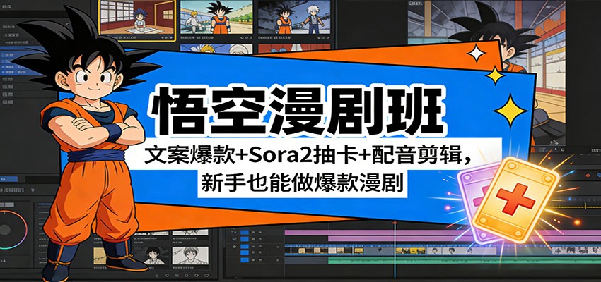 悟空漫剧班：文案爆款+Sora2抽卡+配音剪辑，新手也能做爆款漫剧