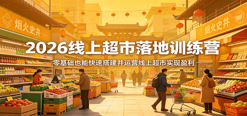 2026线上超市落地训练营,零基础也能快速搭建并运营线上超市实现盈利