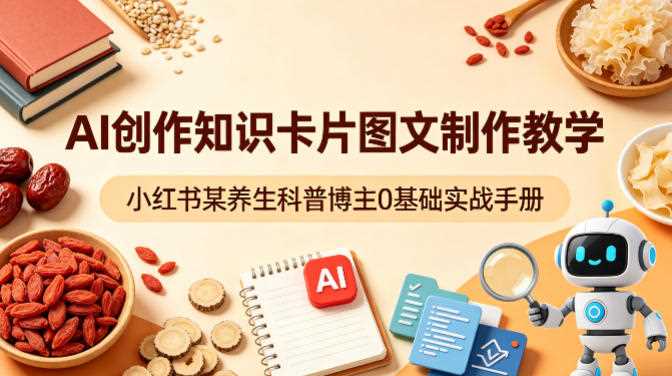 AI创作知识卡片图文制作教学，小红书某养生科普博主0基础实战手册