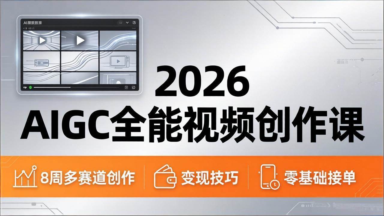 2026AIGC全能视频创作课，8周吃透多赛道创作+变现，零基础也能高效出片接单