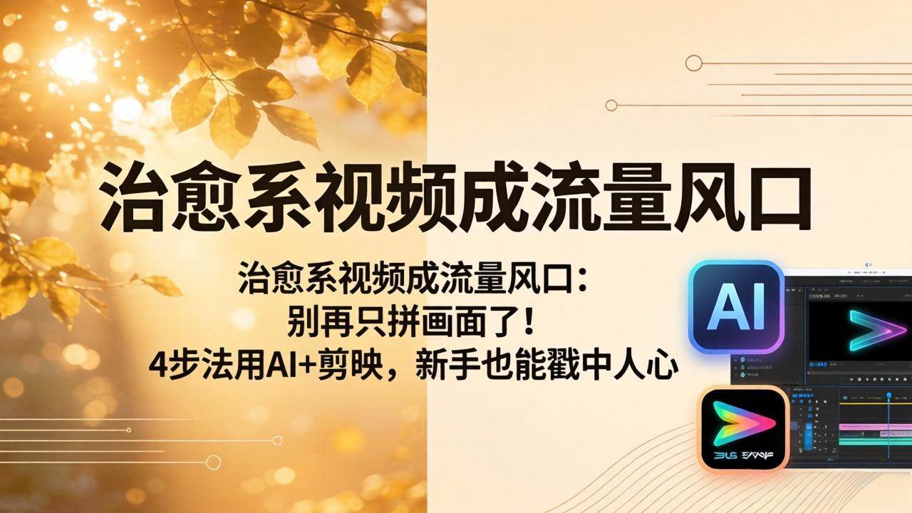 治愈系视频成流量风口：别再只拼画面了！4步法用AI+剪映，新手也能戳中人心