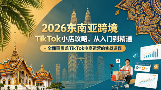 2026东南亚跨境TikTok小店攻略，从入门到精通、全面覆盖TikTok电商运营的实战课程