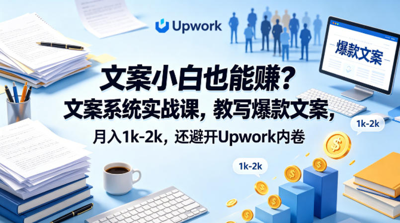 文案小白也能賺？文案系统实战课，教写爆款文案，月入1k-2k，还避开Upwork内卷【原创双语字幕】