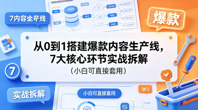 从0到1搭建爆款内容生产线，7大核心环节实战拆解