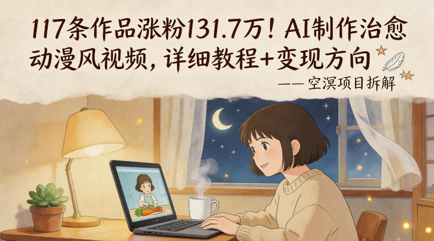 117条作品涨粉131.7W！AI制作治愈动漫风视频，详细教程+变现方向