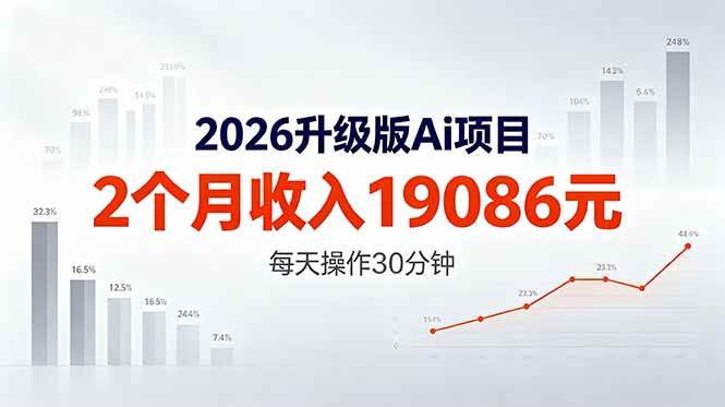 2026升级版Ai任务，2个月收入19086元，熟练后每天操作30分钟！