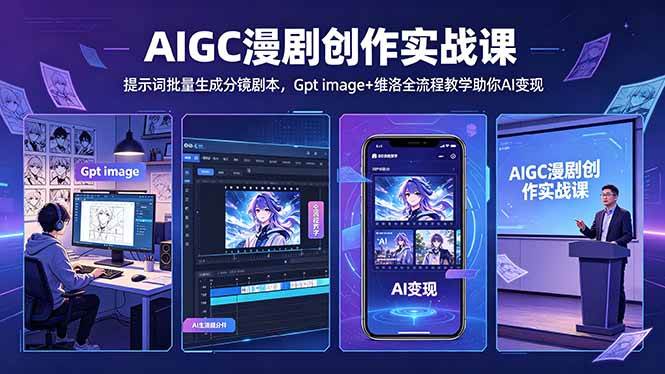 AIGC漫剧创作实战课-更新5月16，提示词批量生成分镜剧本，Gpt image+维洛全流程教学助你AI变现