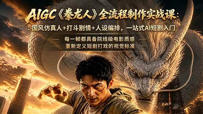 AIGC《豢龙人》全流程制作实战课：国风仿真人+打斗剧情+人设编排，一站式AI短剧入门