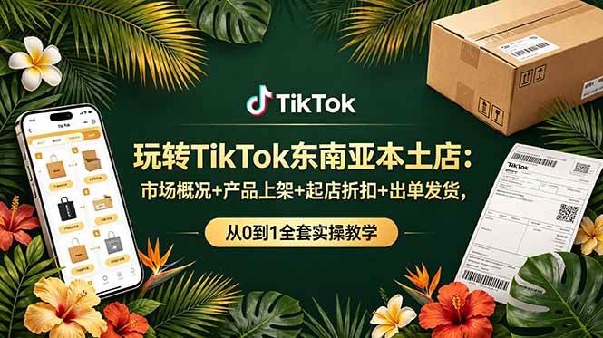玩转TikTok东南亚本土店：市场概况+产品上架+起店折扣+出单发货，从0到1全套实操教学