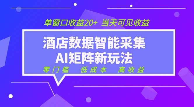 2026酒店数据采集ai智能矩阵新风口  低成本   高收益   当天见收益   单窗口20+