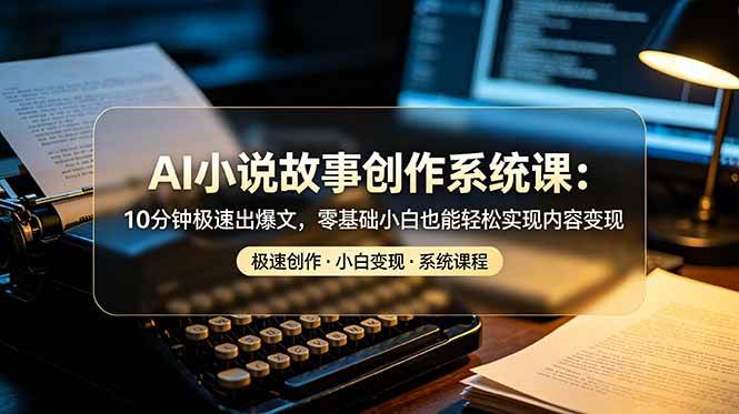 AI小说故事创作系统课：10分钟极速出爆文，零基础小白也能轻松实现内容变现