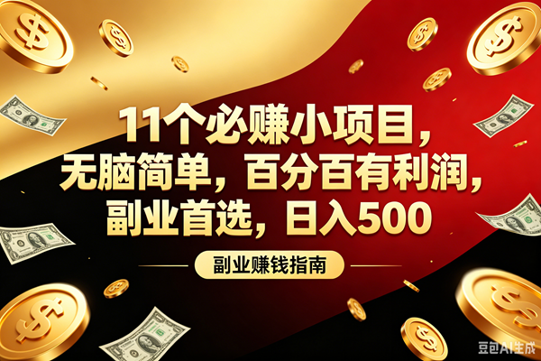 11个必赚的小项目，百分百赚元子，无脑简单，副业首选，日入400+