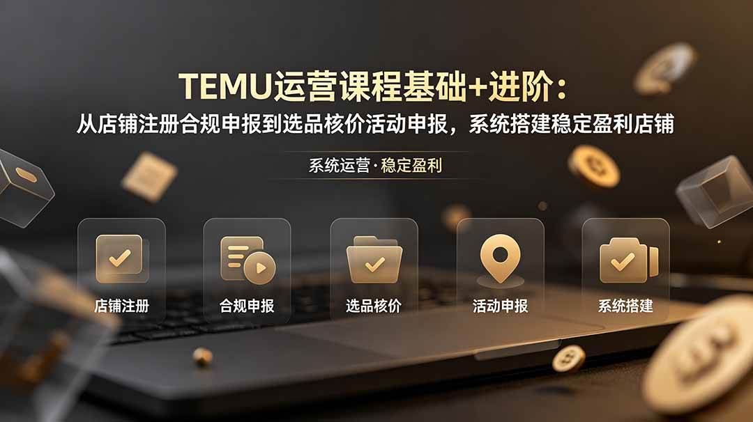 TEMU运营课程：从店铺注册合规申报到选品核价活动申报，系统搭建稳定盈利店铺