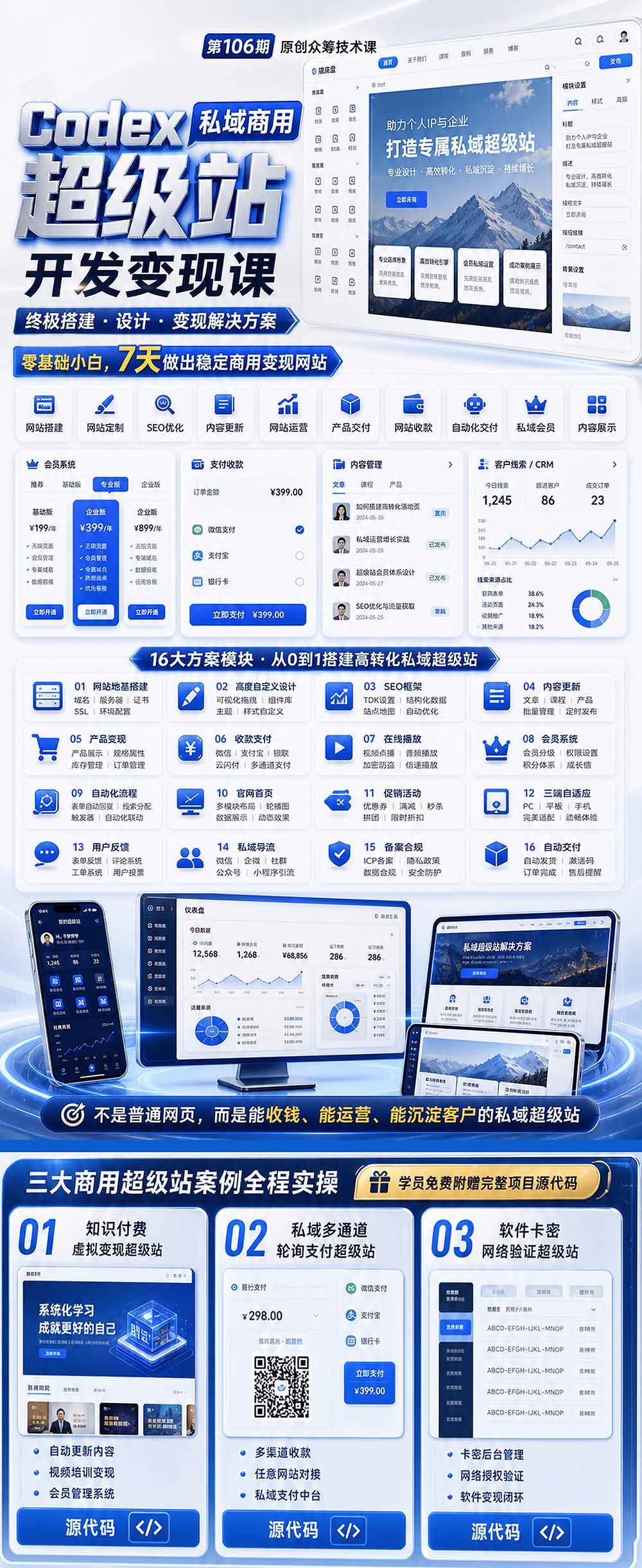 Codex私域商用超级站Ai开发变现课106期-更新：不是普通网站，而是能收钱，能运营，能沉淀客户的私域超级站