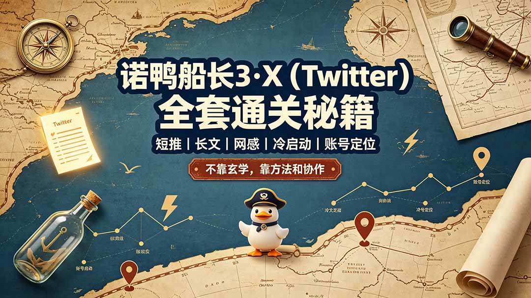 诺鸭船长3·X全套通关秘籍，短推、长文、网感、冷启动、账号定位，不靠玄学，靠方法和协作