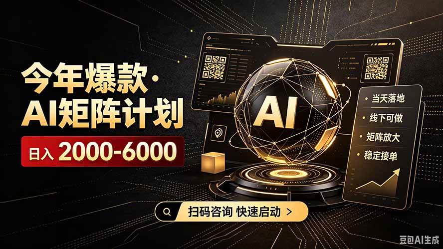AI矩阵计划！日收益3000-8000+，项目绿色长久，安全合规靠谱，可批量放大。扶持工作室和分公司