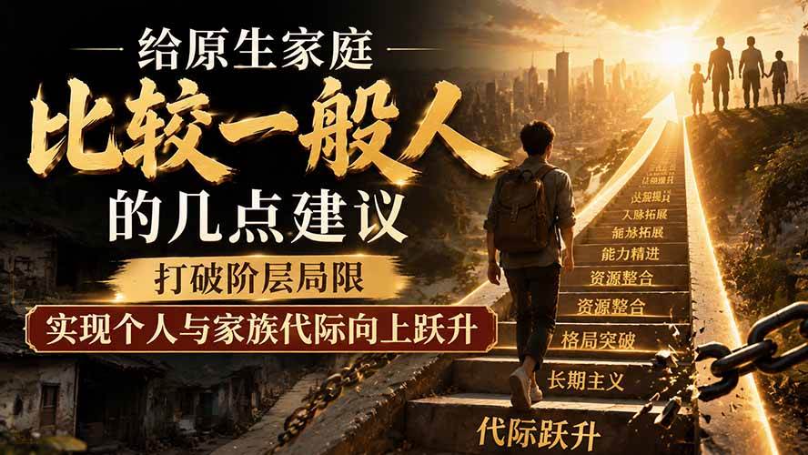 付费文章：给原生家庭比较一般人的几点建议，打破阶层局限，实现个人与家族代际向上跃升