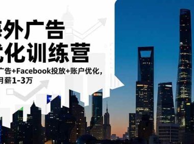 海外广告优化训练营：谷歌广告+Facebook投放+账户优化，轻松月薪1-3万