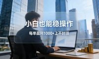 2026新项目，小白也能稳操作，每单盈利1000+上不封顶