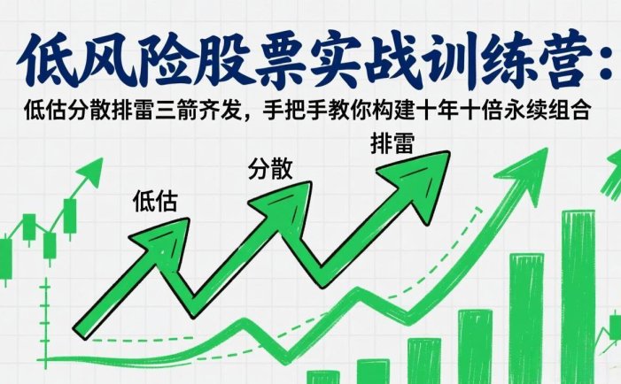 低风险股票实战训练营：低估分散排雷三箭齐发，手把手教你构建十年十倍永续组合