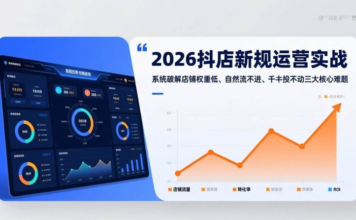 2026抖店新规运营实战：系统破解店铺权重低、自然流不进、千川投不动三大核心难题