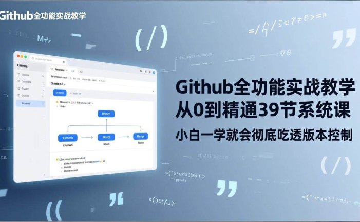 GitHub-全功能实战教学，从0到精通39节系统课，小白一学就会彻底吃透版本控制