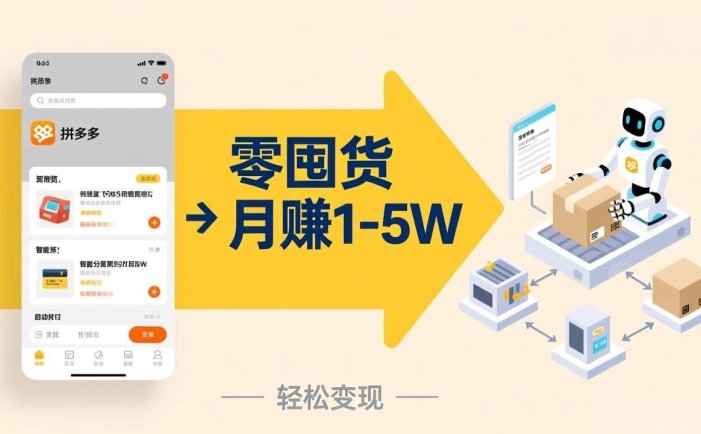 不用囤货不用跑单！拼多多虚拟玩法，机器人管理发货和客服，帮你月赚 1-5W