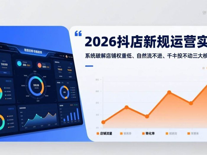 2026抖店新规运营实战：系统破解店铺权重低、自然流不进、千川投不动三大核心难题