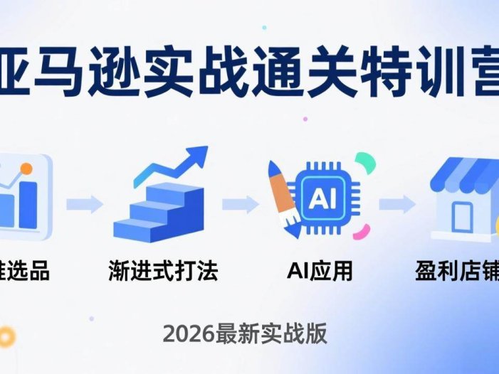 亚马逊实战通关特训营：2026年3月更新，多维选品+渐进式打法+AI应用，从0到1打造盈利店铺