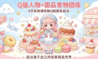 Q版人物+甜品食物团练，8节系统课拆解Q版甜系画法，画出属于自己的甜蜜插画世界