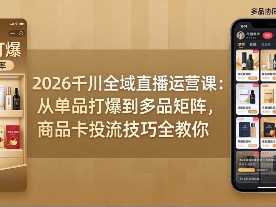 2026千川全域直播运营课：从单品打爆到多品矩阵，商品卡投流技巧全教你