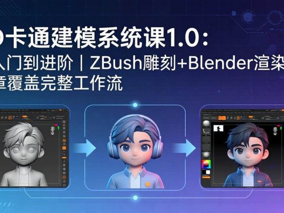3D卡通建模系统课1.0：从入门到进阶｜ZBrush雕刻+Blender渲染，10章覆盖完整工作流