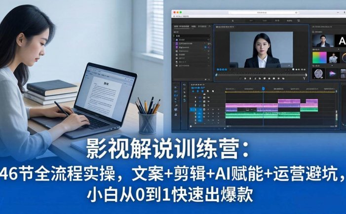 影视解说特训营：46节全流程实操，文案+剪辑+AI赋能+运营避坑，小白从0到1快速出爆款