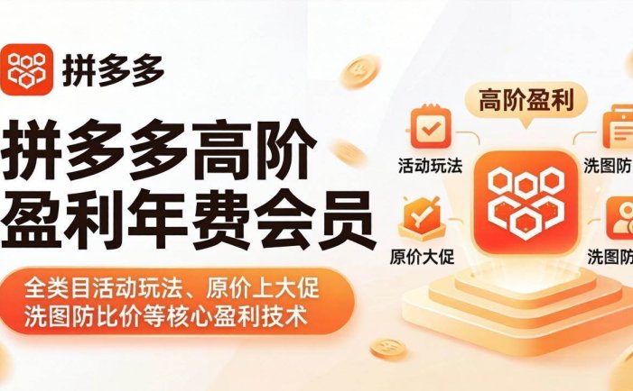 拼多多高阶盈利年费会员(更新4月15)：全类目活动玩法、原价上大促、洗图防比价等核心盈利技术
