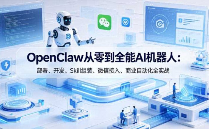 OpenClaw从零到全能AI机器人：部署、开发、Skill组装、微信接入、商业自动化全实战