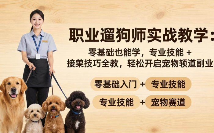 职业遛狗师实战教学：零基础也能学，专业技能 + 接单技巧全教，轻松开启宠物赛道副业