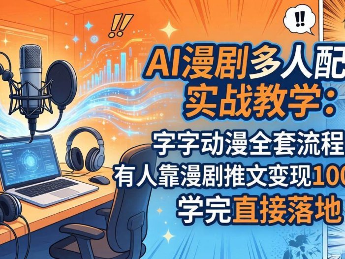 AI漫剧多人配音实战教学：字字动漫全套流程，有人靠漫剧推文变现100W+，学完直接落地