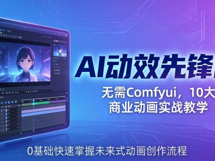 AI 动效先锋营：无需Comfyui，10大商业动画实战教学，0基础快速掌握未来式动画创作流程