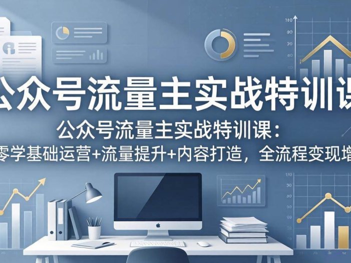 公众号流量主实战特训课：从零学基础运营+流量提升+内容打造，全流程变现增收